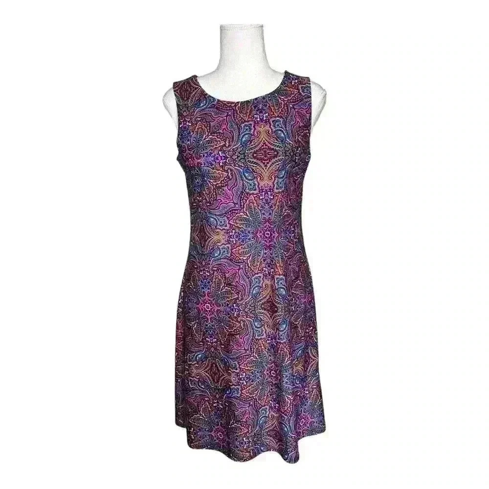 JUDE CONNALLY Beth Dress Sleeveless Multicolor Paisley Sheath Women’s S